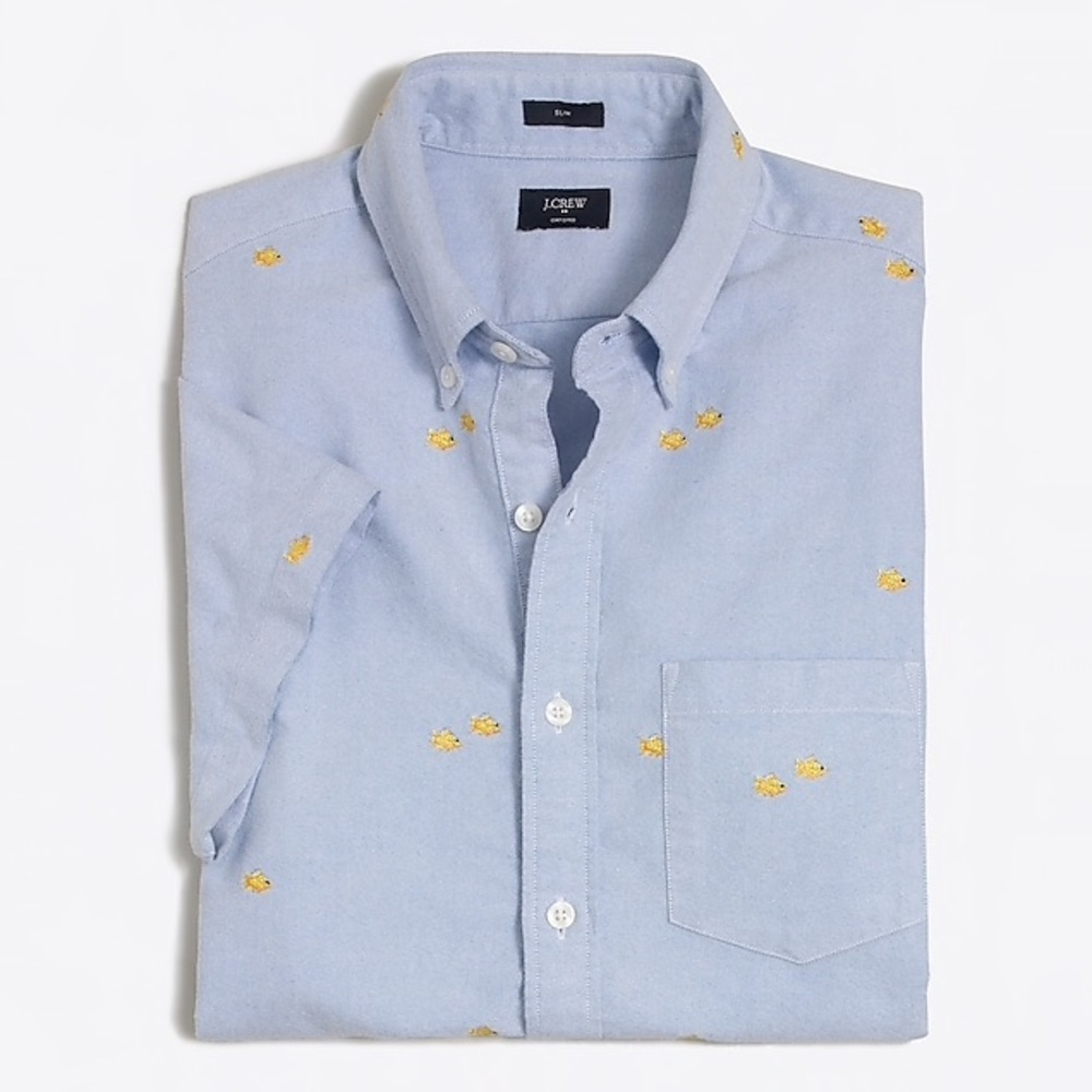 J.Crew Short Sleeve Embroidered Oxford